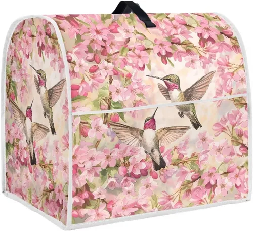 Vista 40 de Cubierta para mezclador de cocina con diseño de flores de pájaros, cubierta para procesador de alimentos con asa superior y bolsillo