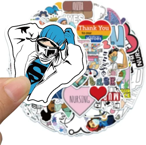 Vista 7 de Pegatinas para enfermeras, paquete de 50 unidades, pegatinas, lindas calcomanías de enfermería, regalos para enfermeras, mujeres, adultos, vinilo
