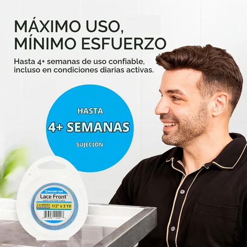 Vista 6 de Walker - Rollo de cinta de soporte frontal de encaje azul de 1/2 pulgada x 3 yardas, cinta de peluca de doble cara para pelucas de encaje, tupés
