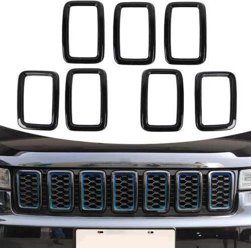 Vista 10 de Anillos de parachoques delantero para rejilla de ventilación + cubierta de luz antiniebla delantera para Jeep Grand Cherokee 2014-2016, accesorios