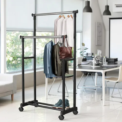 Vista 4 de Simple Houseware - Perchero portátil de ropa con doble varilla