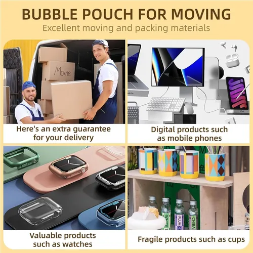 Vista 7 de 200 bolsas de burbujas de 3 x 4 pulgadas para compras, bolsas de burbujas de doble pared para embalaje por correo, mudanza y almacenamiento