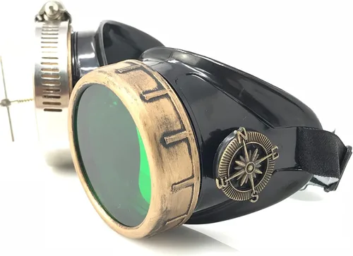 Vista 34 de Lentes estilo victoriano Steampunk con diseño de brújula, lentes de colores y lupa ocular