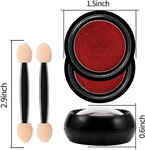 Vista 2 de Polvo de uñas cromado rojo, espejo de uñas de Navidad, polvo holográfico, metálico, efecto de espejo, manicura, pigmento con purpurina, decoraciones
