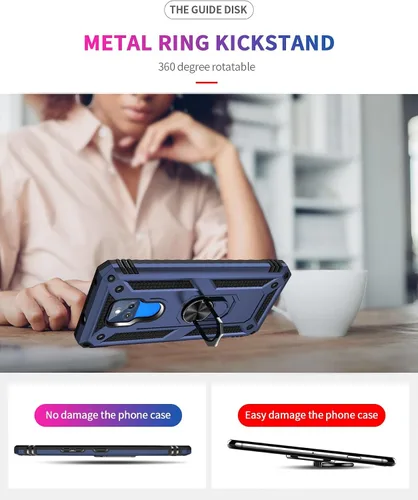 Vista 5 de Funda para Moto G Play 2021, con protector de pantalla de vidrio templado [2 unidades], funda resistente de grado militar, antiarañazos, a prueba
