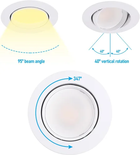 Vista 5 de TORCHSTAR Luz empotrable LED de 4 pulgadas 5CCT Retrofit LED de 4 pulgadas, luz descendente LED ajustable regulable, CRI90+, iluminación de globo