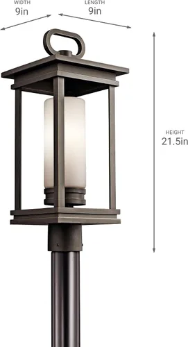 Vista 3 de Kichler 49478RZ South Hope - Soporte de poste para exteriores, 1 luz, bronce frotado