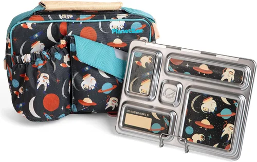 Vista 14 de PlanetBox Rover - Lonchera estilo Bento de acero inoxidable para jóvenes con 5 compartimentos, edición mariposas incluye bolsa de almuerzo aislada