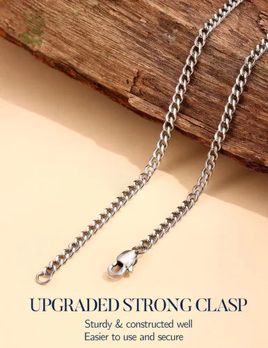 Vista 5 de Jstyle Cuban Link Chain for Men Women 316L Stainless Steel Chain Necklace 3.5mm Non Tarnish Necklaces Black Silver Gold Tone Chains 1618202224262830