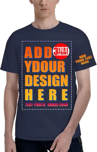 Vista 15 de Custom T Shirt Front and Back for Men Women Printed Photo Text Logo Cotton Camisa-negro
