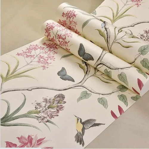 Vista 6 de Q QIHANG Papel tapiz retro con diseño de flores pastorales 3D de campo americano no tejido fresco 3D para dormitorio, sala de estar, fondo