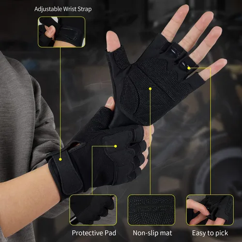 Vista 2 de Guantes sin dedos Fioretto para Airsoft, tiro, medio dedo, caza, senderismo, ciclismo, conducción, motocicleta, escalada, guantes de trabajo M210603