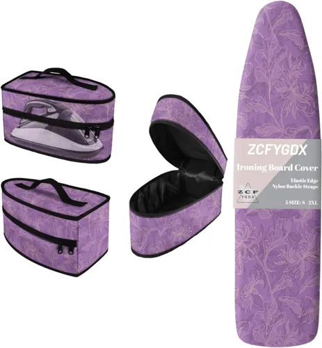 Vista 20 de Juego de funda para tabla de planchar 2 en 1 con correas de nailon y funda de hierro, funda protectora resistente a las manchas de 15 x 48 pulgadas