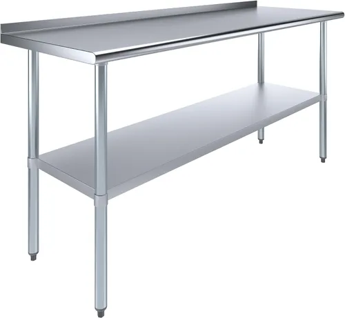 Vista 16 de AmGood Mesa de trabajo de acero inoxidable de 24 pulgadas x 12 pulgadas con protector contra salpicaduras de 1.5 pulgadas Mesa de preparación