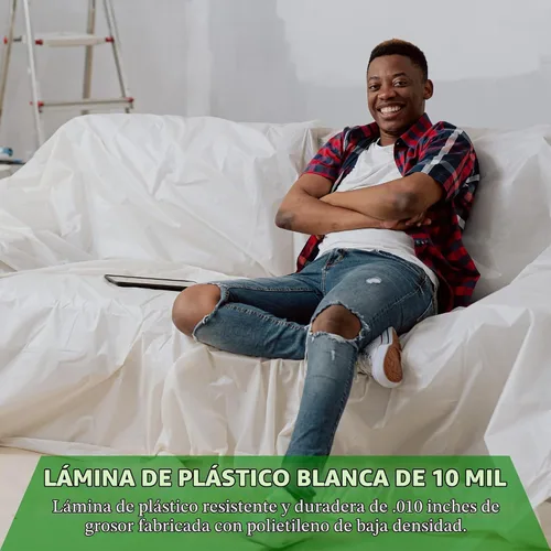 Vista 3 de Farm Plastic Supply - Láminas de plástico blanco - 10 mil - (10' x 100') - Láminas de plástico grueso, película de polietileno resistente, cubierta
