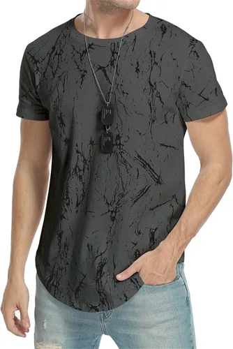 Vista 4 de Aiyino Camiseta Hipster Hip Hop para hombre con estampado de dobladillo redondo