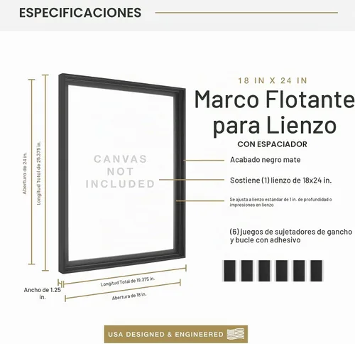 Vista 57 de MCS - Marco flotante de lona, 12 x 16, negro y dorado, paquete de 1