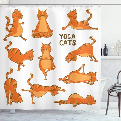 Vista 12 de Ambesonne set de cortina para baño decorativa de tela de poliéster con ganchos