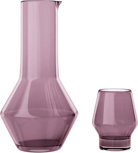 Vista 13 de American Atelier Juego de 2 jarras de agua de vidrio acanalado de 30 onzas con vaso, juego de 2 – boquilla fácil de verter de 10 pulgadas, taza