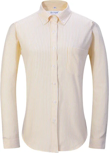 Vista 10 de Camisa con botones para mujer de manga larga Oxford camisa de algodón de corte clásico, blusa de trabajo resistente a las arrugas