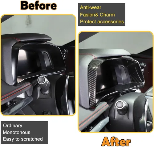 Vista 2 de Marco de cubierta de tablero de instrumentos compatible con Chevrolet Corvette C8 2020-2023, accesorios interiores (patrón de fibra de carbono)