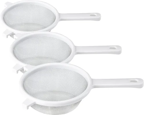 Vista 4 de Chef Craft Colador clásico de malla de acero inoxidable, 3 pulgadas, blanco