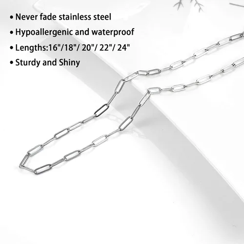 Vista 4 de Collar de cadena de eslabones de clip de acero inoxidable para mujer con extensión - color plata y oro