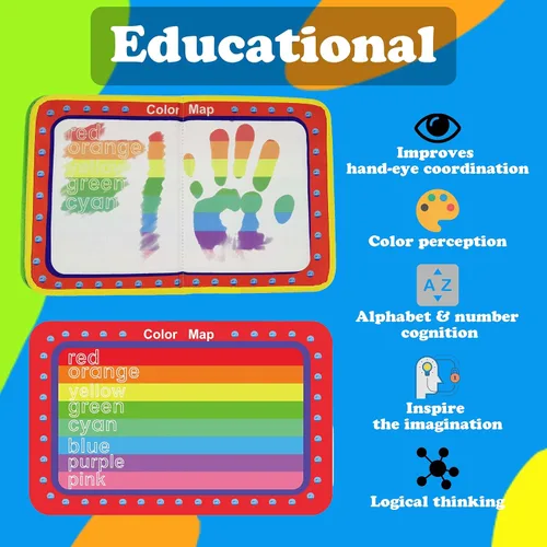 Vista 4 de Juguete de viaje con tapete para garabatos de agua, pintura mágica con acuarela, diseñada para niños pequeños, tablero de aprendizaje educativo STEM