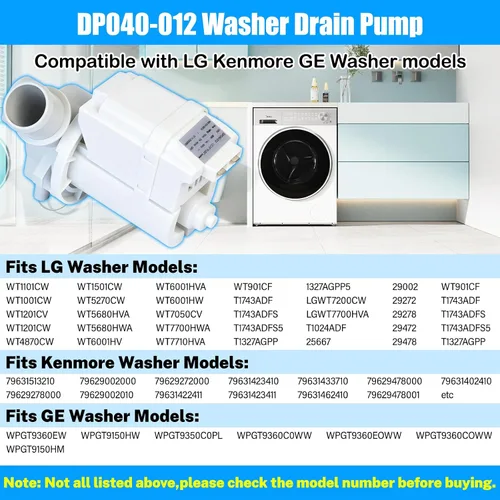Vista 4 de UPGRADE DP040-012 5859EA1004P 5859EA1004G 4681EA1007A WH23X10020 5859EA1004E 5859EA1004F WT7200CW WT5270CW Bomba de drenaje compatible con Desagüe