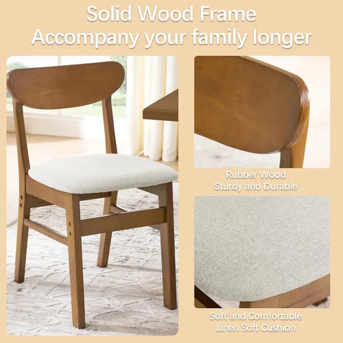 Vista 5 de Moderno juego de 2 piezas de sillas de comedor de madera, sillas de comedor de madera acolchadas suaves y modernas, son un complemento moderno