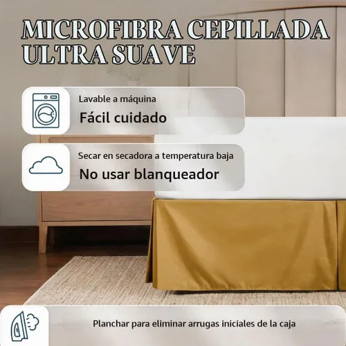 Vista 4 de Falda de cama Linen Market - Microfibra ultra suave - Ajuste fácil con caída a medida de 14 pulgadas - Calidad de hotel, resistente al encogimiento