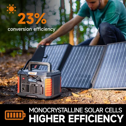 Vista 3 de BALDR Panel solar portátil de 120 W para generador de estación de energía Jackery/ECOFLOW/Flashfish/ROCKPALS, cargador de celda solar plegable