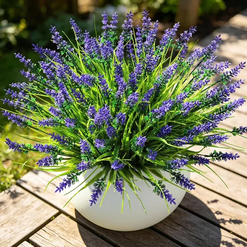 Vista 21 de AmyHomie 20 paquetes de flores artificiales para exteriores, resistentes a los rayos ultravioleta, no se decoloran, plantas de plástico, decoración