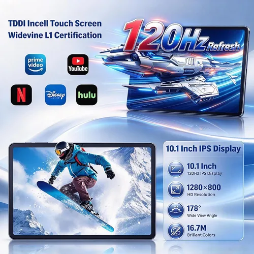 Vista 2 de Android 16 Tablet de 10 pulgadas, pantalla de 120 Hz, octa-Core