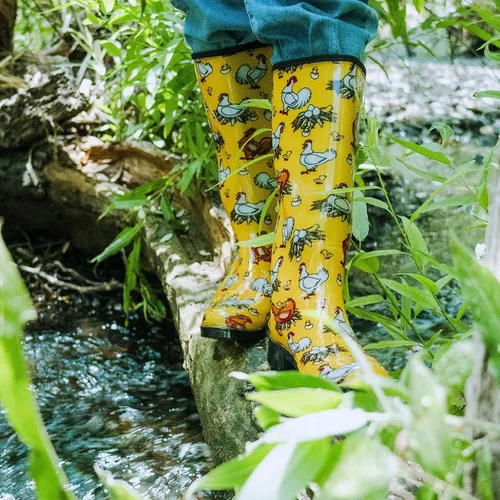 Vista 6 de HISEA Botas de lluvia para mujer, botas de jardín impermeables para mujer, botas de agua hasta la rodilla, suela antideslizante cómoda, 6