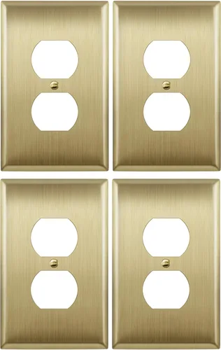 Vista 29 de LIDER Placa de pared de metal para receptáculo dúplex, cubierta de salida de acero inoxidable, resistente a la corrosión, tamaño mediano de 1