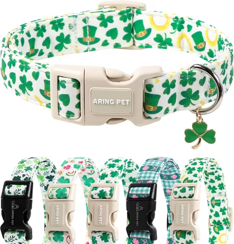 Vista 8 de ARING PET Collar de Navidad para perro, lindo collar de copos de nieve populares rojo y verde con hebilla de liberación rápida para cachorros