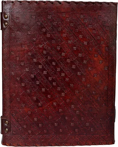 Vista 3 de Diario de piel Siete Chakras piedra medieval en relieve hecho a mano, libro de las sombras, cuaderno de oficina y otros usos, de 10 x 13 pulgadas