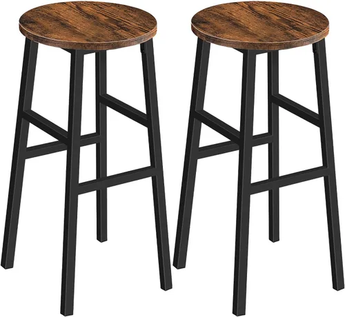 Vista 13 de MAHANCRIS Taburetes de bar, juego de 2 sillas de bar redondas con reposapiés, taburetes de bar de desayuno de cocina de 24.4 pulgadas, taburetes