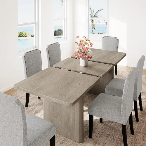 Vista 11 de GarveeHome 63" Long Oval Dining Table with Wooden Base for 4-6 People