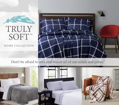Vista 4 de TRULY SOFT Everyday Buffalo Plaid Black Polyester - Par de paneles de 2 piezas, con temática a cuadros, para hombres y mujeres, certificado Oeko-TEX