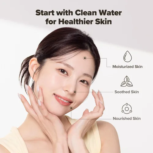 Vista 4 de Filtro de agua para grifo de lavabo de baño, filtración con gel de vitamina C, elimina el cloro y los metales pesados, suavizante de agua dura Verde