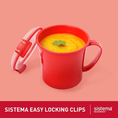 Vista 2 de Sistema Taza de sopa para microondas 25.4 onzas líquidas Recipiente de alimentos para microondas con ventilación de liberación de vapor Sin