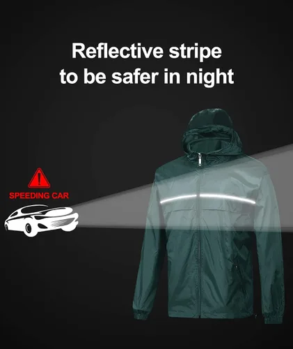 Vista 2 de SWISSWELL - Chaqueta impermeable rompe vientos para hombre, ligera, con capucha