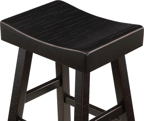 Vista 5 de Lexicon Juego de 2 Taburetes de Altura de Mostrador - Taburetes de Mostrador de Madera Maciza con Reposapiés, Sillas de Cocina sin Brazos para Isla