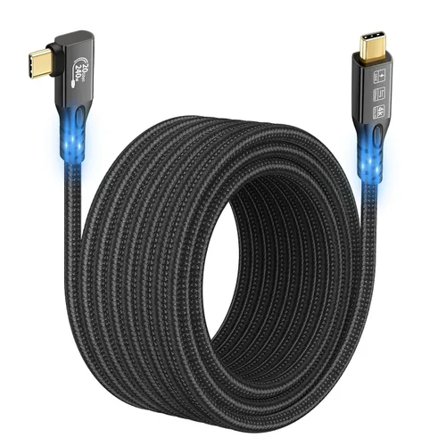 Vista 13 de Cable USB C 3.2 Gen2x2 de 20 Gbps, 90 grados USB C 4K @60Hz UHD Video 5A/240W PD3.1 Cable de carga rápida con E-Marker compatible con Thunderbolt 3/4