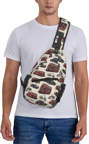 Vista 7 de Small Crossbody Bags for Women Men - Vintage Car Print Adjustable Shoulder Bag Fanny Packs Belt Sling Bag Crossbody Purses Backpack for Travel