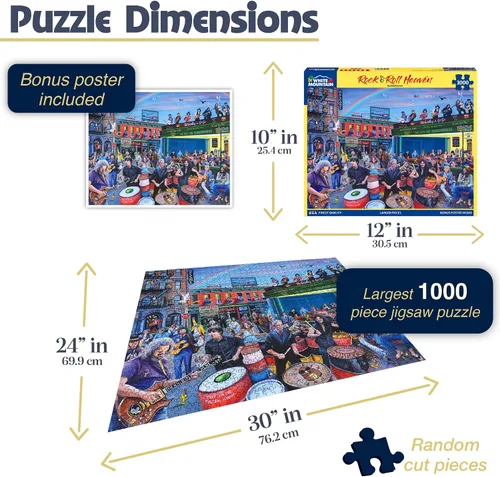 Vista 2 de White Mountain Rompecabezas de 1000 piezas divertido para festivales de música con piezas grandes, regalo para adultos y familia de 24 x 30