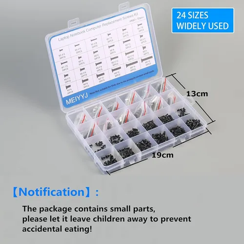 Vista 6 de Juego de tornillos para portátil de 720 piezas, kit de tornillos de repuesto para computadora, M1.4, M1.7, M2, M2.5, M3 cabeza plana avellanada