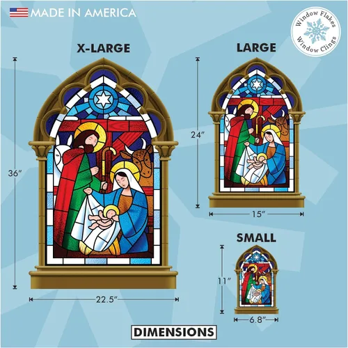 Vista 2 de Adhesivo para ventana de Belén pequeño de 11 pulgadas, calcomanía de Navidad para vidrio, decoración de ventanas y puertas, calcomanías